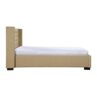 Vente-unique Polsterbett mit gestepptem Kopfteil - 90 x 200 cm - Stoff - Beige - MASSIMO II  