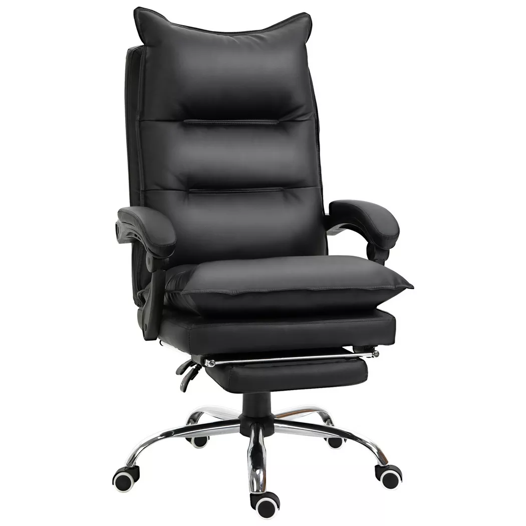 Northio – Bürostuhl Schreibtischstuhl mit Fußstütze, höhenverstellbar, Kunstleder, Schwarz, 66x72x122-130cm, One Size