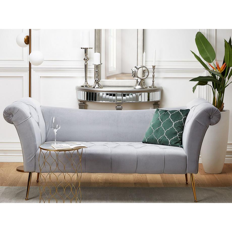 Beliani Chaise longue en Velours Rétro NANTILLY  