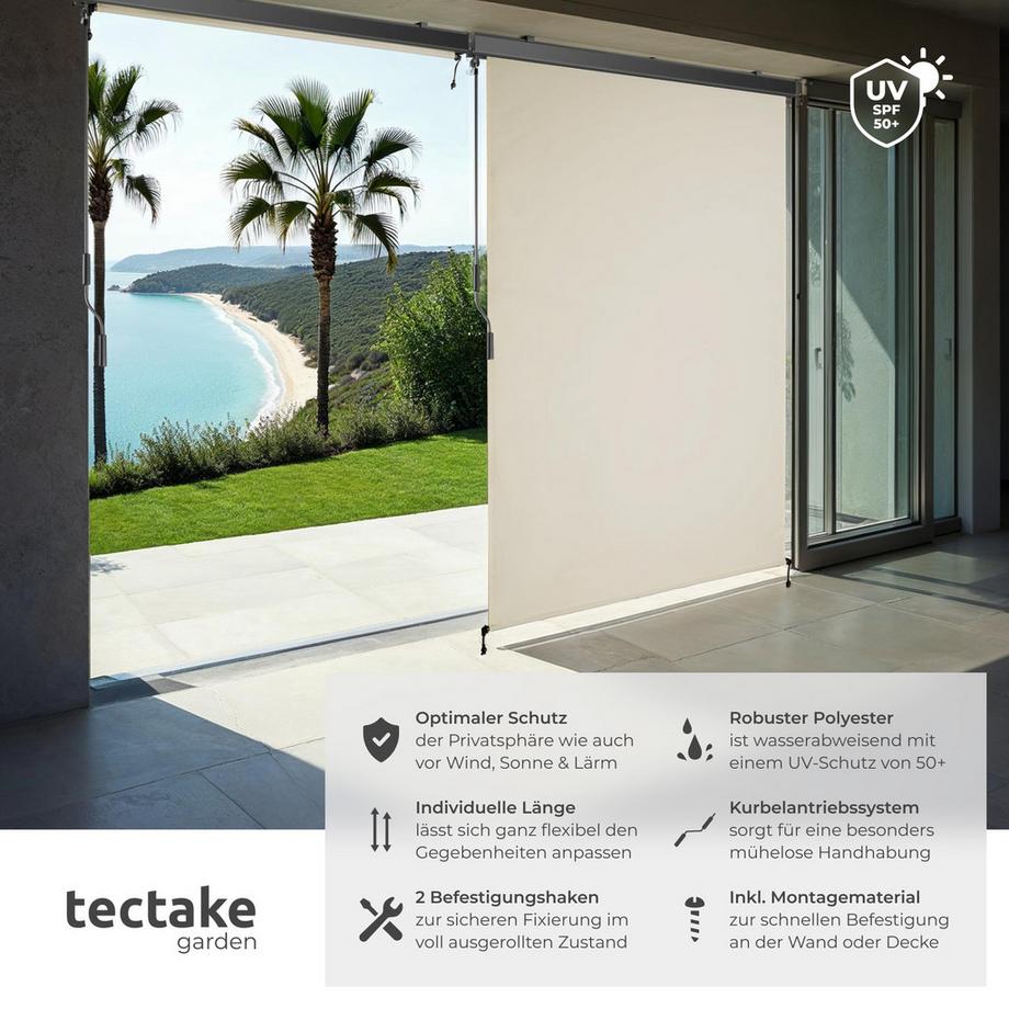 Tectake Senkrechtmarkise Eloise verschiedene Größen UV-beständig und wasserabweisend  
