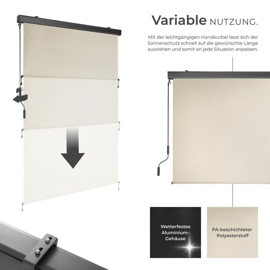 Tectake Senkrechtmarkise Eloise verschiedene Größen UV-beständig und wasserabweisend  