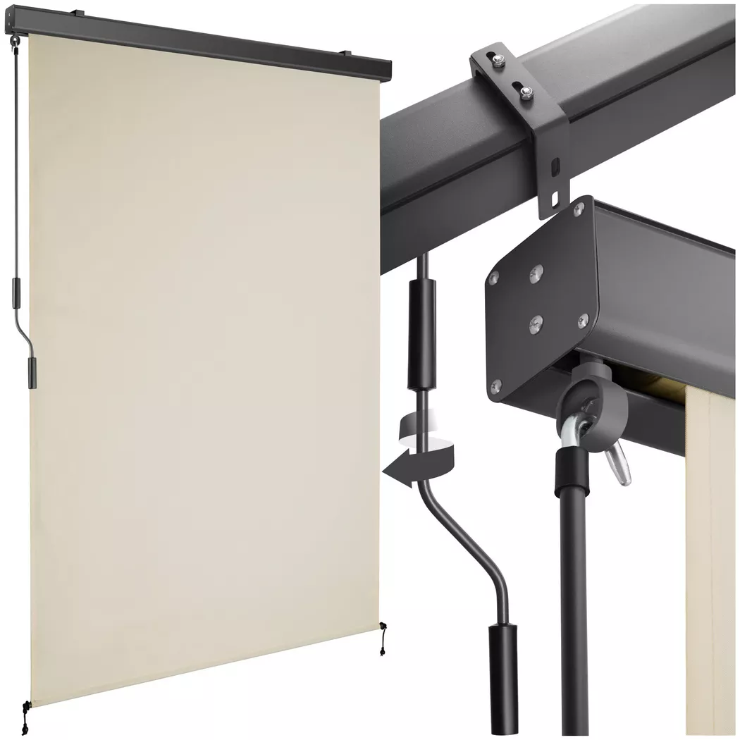 tectake® Senkrechtmarkise, verschiedene Größen, pulverbeschichtetes Aluminiumgehäuse, inkl. Wandhaltern