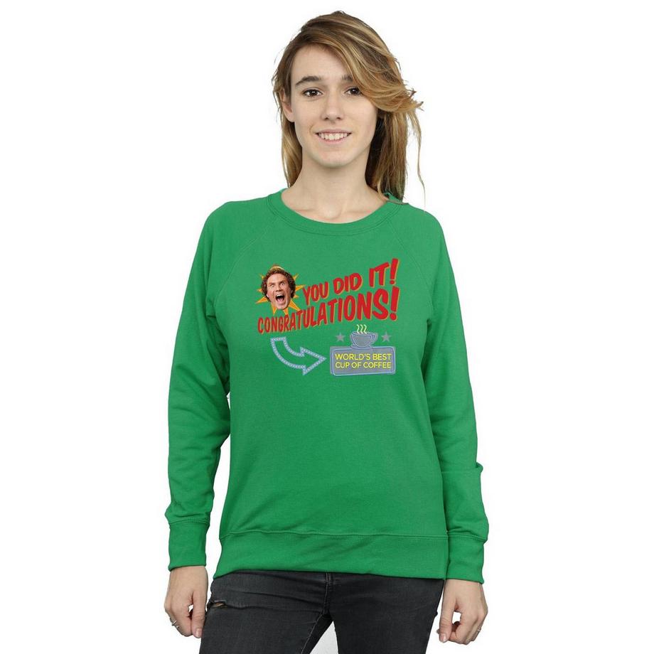 Elf World's Best Coffee Stampa Grafica Felpa  