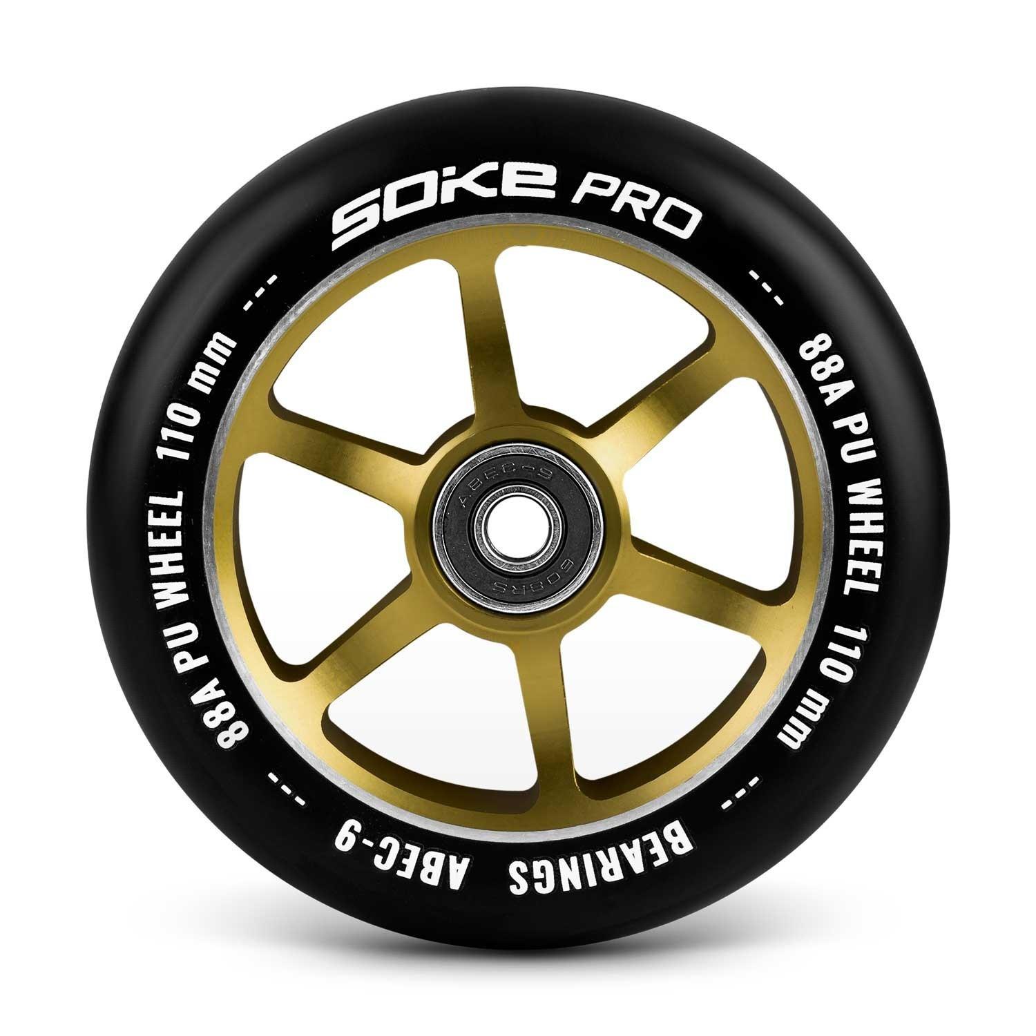 B2X  Roues dorées pour scooter 110 mm - pack de 2 