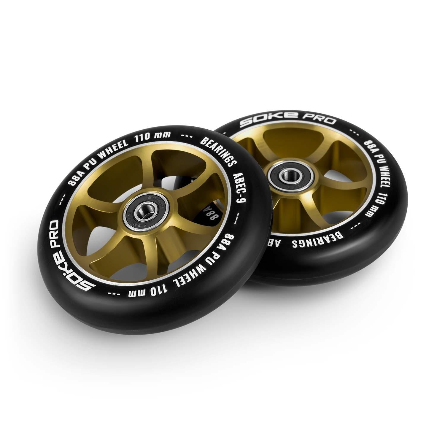 B2X  Roues dorées pour scooter 110 mm - pack de 2 