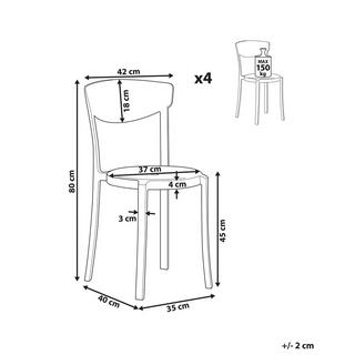 Beliani Set di 4 sedie da giardino en Materiale sintetico Scandinavo VIESTE  