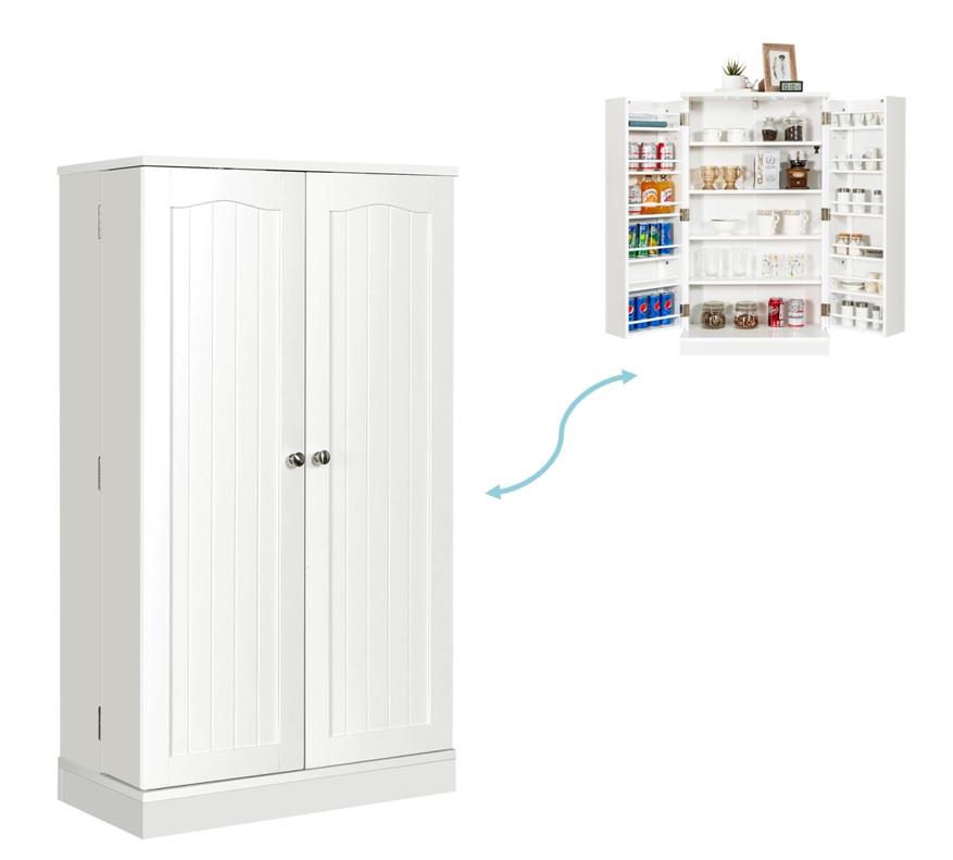 Northix Armoire de rangement à deux portes avec 6 étagères réglables 59 x 30,5 x 103,5 cm Blanc  