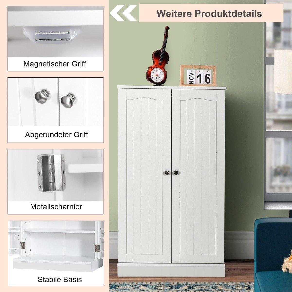 Northix Armoire de rangement à deux portes avec 6 étagères réglables 59 x 30,5 x 103,5 cm Blanc  