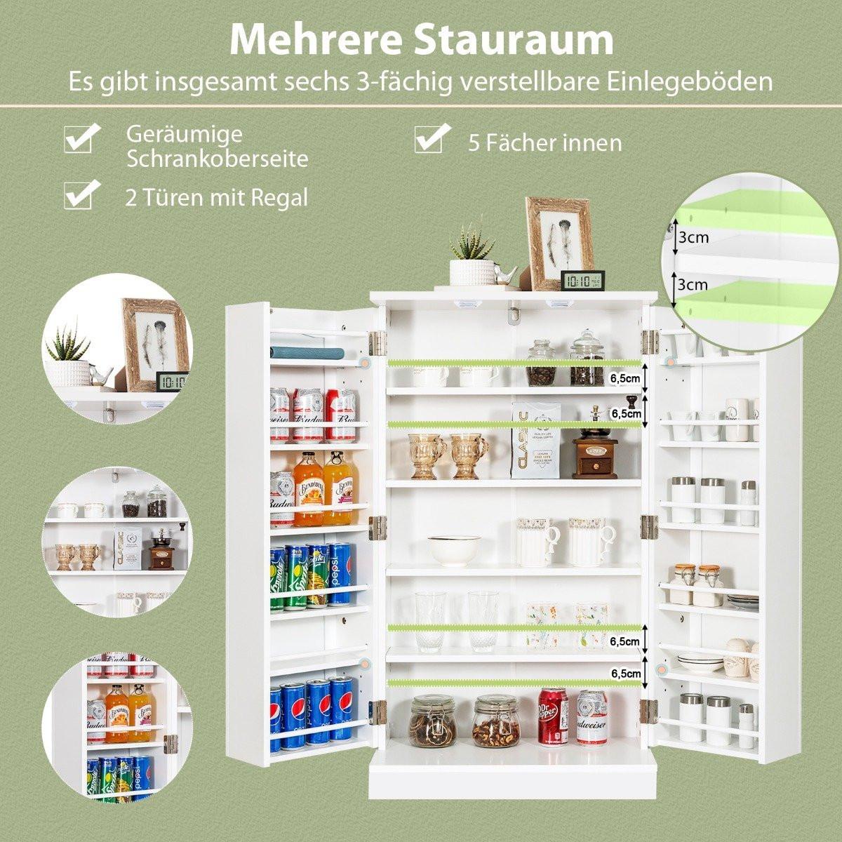 Northix Armoire de rangement à deux portes avec 6 étagères réglables 59 x 30,5 x 103,5 cm Blanc  