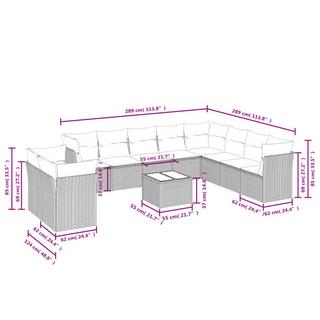 VidaXL Ensemble de canapés de jardin rotin synthétique  