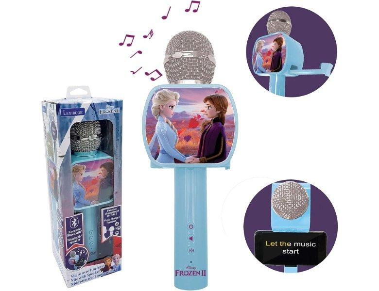 Lexibook  Disney Frozen Bluetooth Karaoke-Mikrofon mit eingebautem Lautsprecher und Smartphone Stativ 
