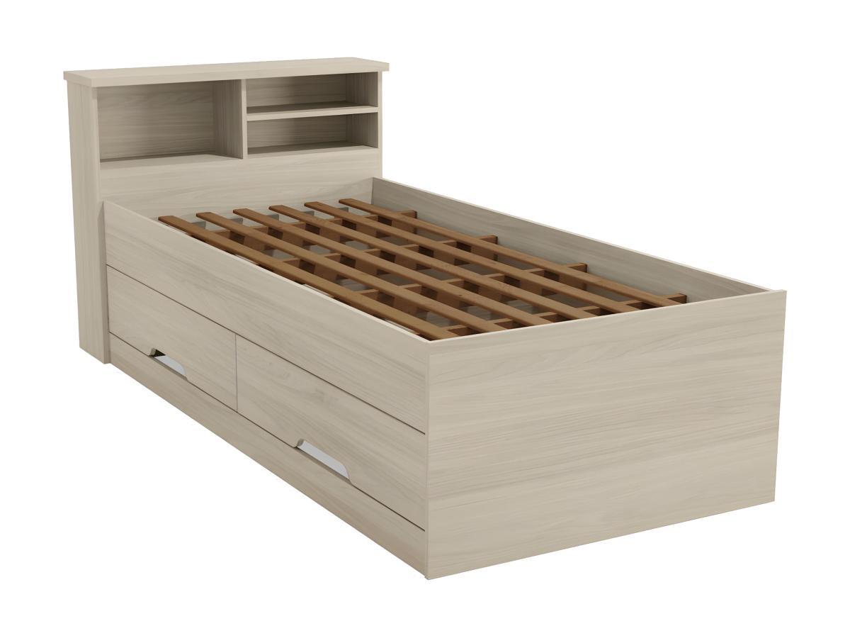 Vente-unique Bett mit Bettkasten BORIS + Lattenrost Eichenholzfarben  