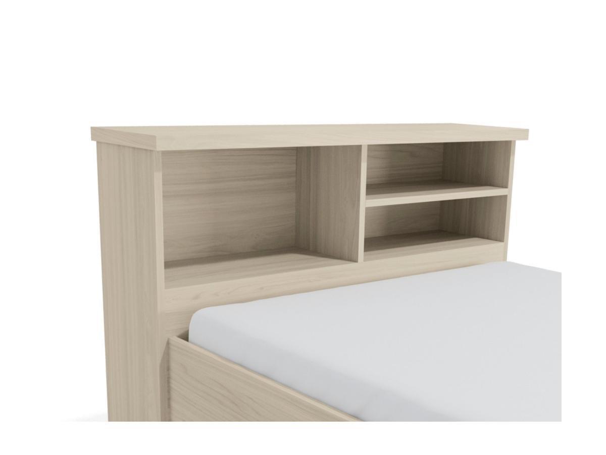 Vente-unique Bett mit Bettkasten BORIS + Lattenrost Eichenholzfarben  