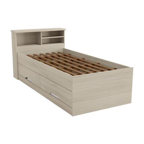 Vente-unique Bett mit Bettkasten BORIS + Lattenrost Eichenholzfarben  