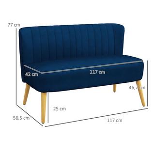 Northio 2-Sitzer Sofa Zweisitzer, Loveseat mit Leinenoptik, Doppelsofa mit Holzbeine, bis 150 kg Belastbar, Himmelblau, 117 x 56,5 x 77 cm  