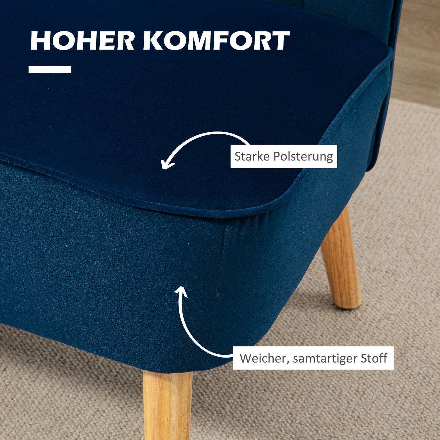 Northio 2-Sitzer Sofa Zweisitzer, Loveseat mit Leinenoptik, Doppelsofa mit Holzbeine, bis 150 kg Belastbar, Himmelblau, 117 x 56,5 x 77 cm  