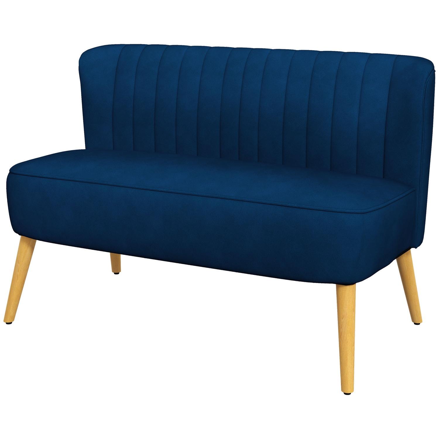 Northio 2-Sitzer Sofa Zweisitzer, Loveseat mit Leinenoptik, Doppelsofa mit Holzbeine, bis 150 kg Belastbar, Himmelblau, 117 x 56,5 x 77 cm  