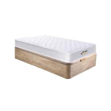 Ensemble 90 x 190 cm sommier coffre naturel clair + matelas ressorts et mémoire de forme ép.15cm - WOLKENLOS de MORGENGOLD