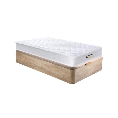 Vente-unique Ensemble 90 x 190 cm sommier coffre naturel clair + matelas ressorts et mémoire de forme ép.15cm - WOLKENLOS de MORGENGOLD  