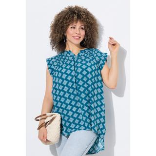 Ulla Popken Blusa smanicata svasata con nervature  