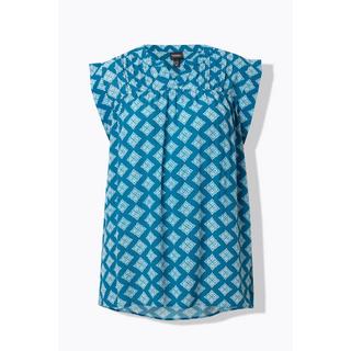 Ulla Popken Blusa smanicata svasata con nervature  