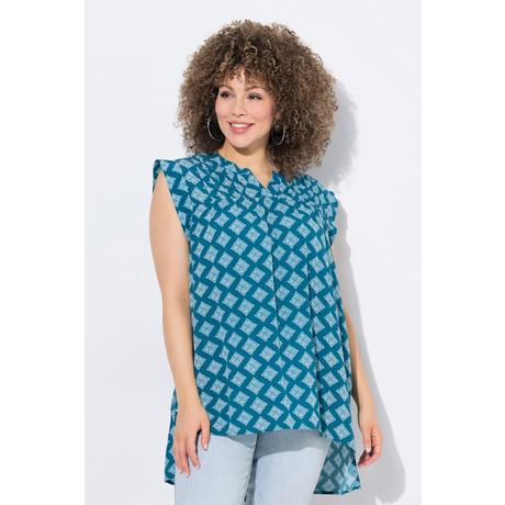Ulla Popken Blusa smanicata svasata con nervature  