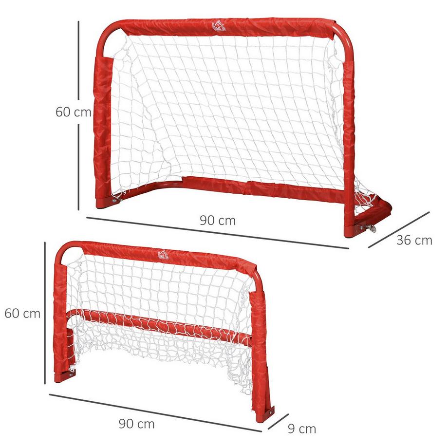 Northio  Porte Da Calcio Set Di 2 Mini Porte, Pieghevoli In Acciaio (Q195) E Tetrolon, Rosse, 90X36X60 Cm 