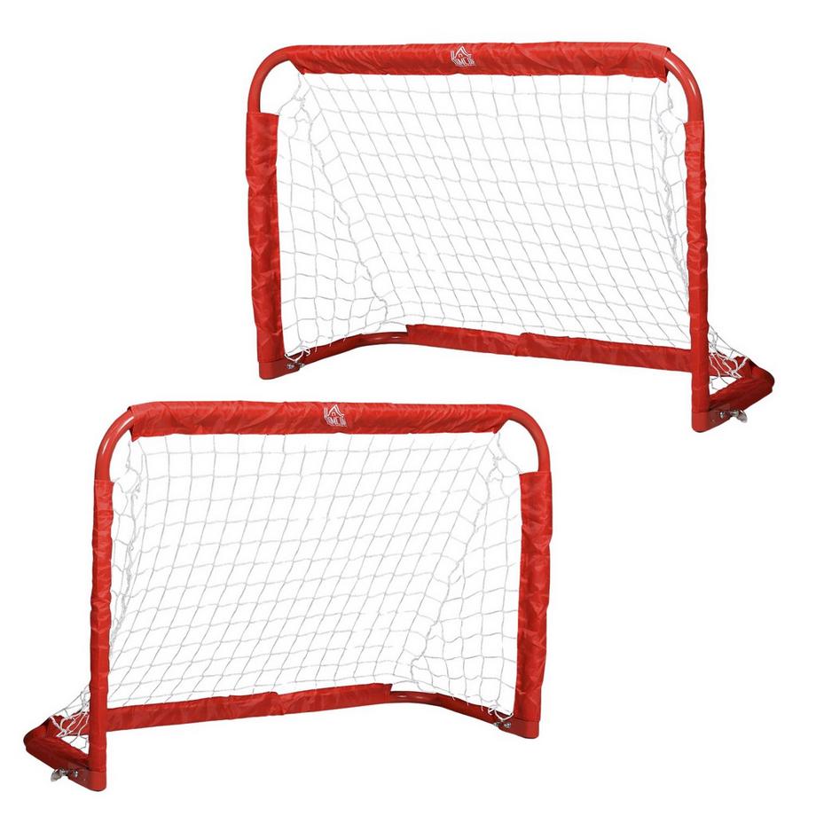 Northio  Porte Da Calcio Set Di 2 Mini Porte, Pieghevoli In Acciaio (Q195) E Tetrolon, Rosse, 90X36X60 Cm 