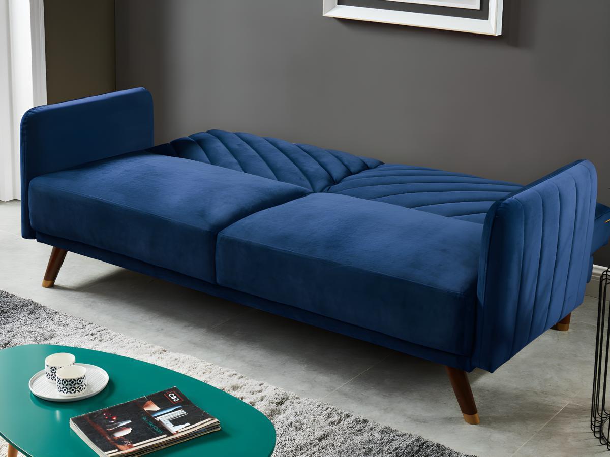 Vente-unique Schlafsofa Klappsofa 3Sitzer JORIS Samt  