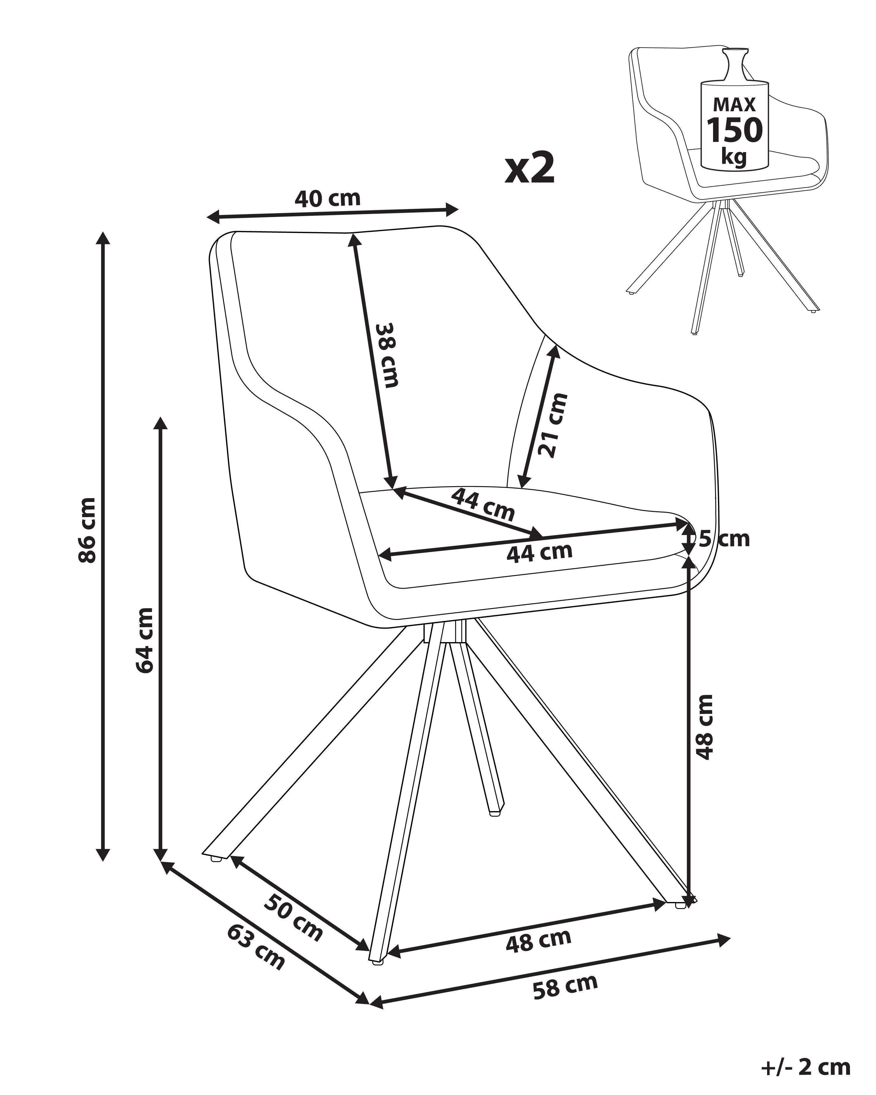 Beliani Esszimmerstuhl 2er Set aus Bouclé Minimalistisch LITHIA  