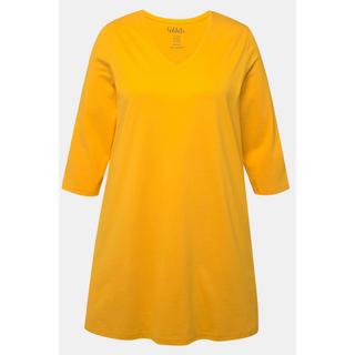 Ulla Popken  T-shirt long, silhouette en A, col V, manches 3/4 