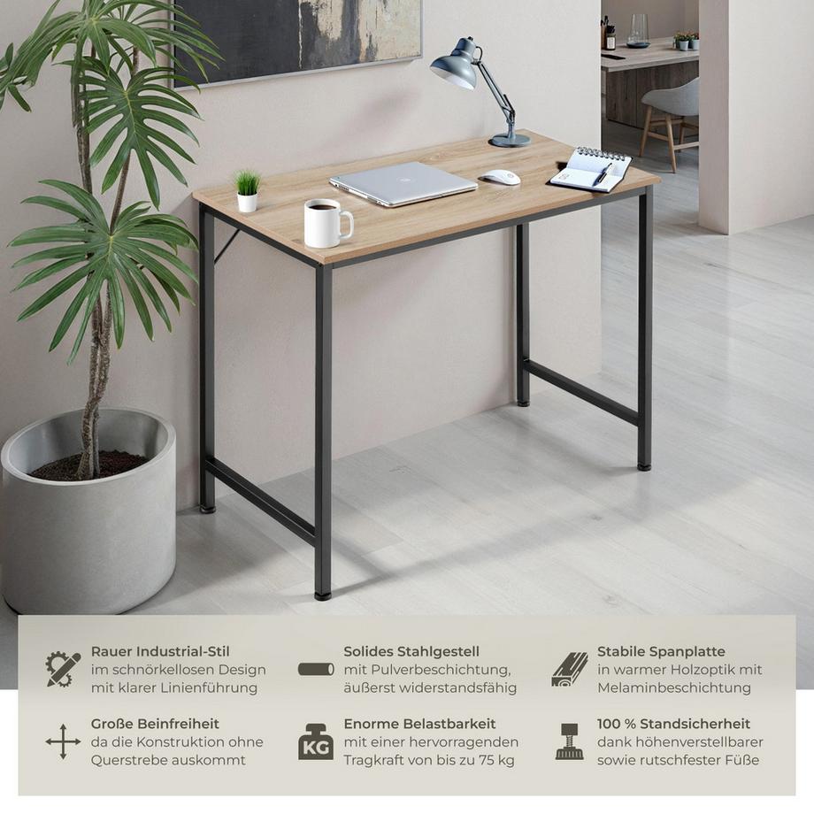 Tectake Schreibtisch Jenkins Industrial Style Holz und Stahl  