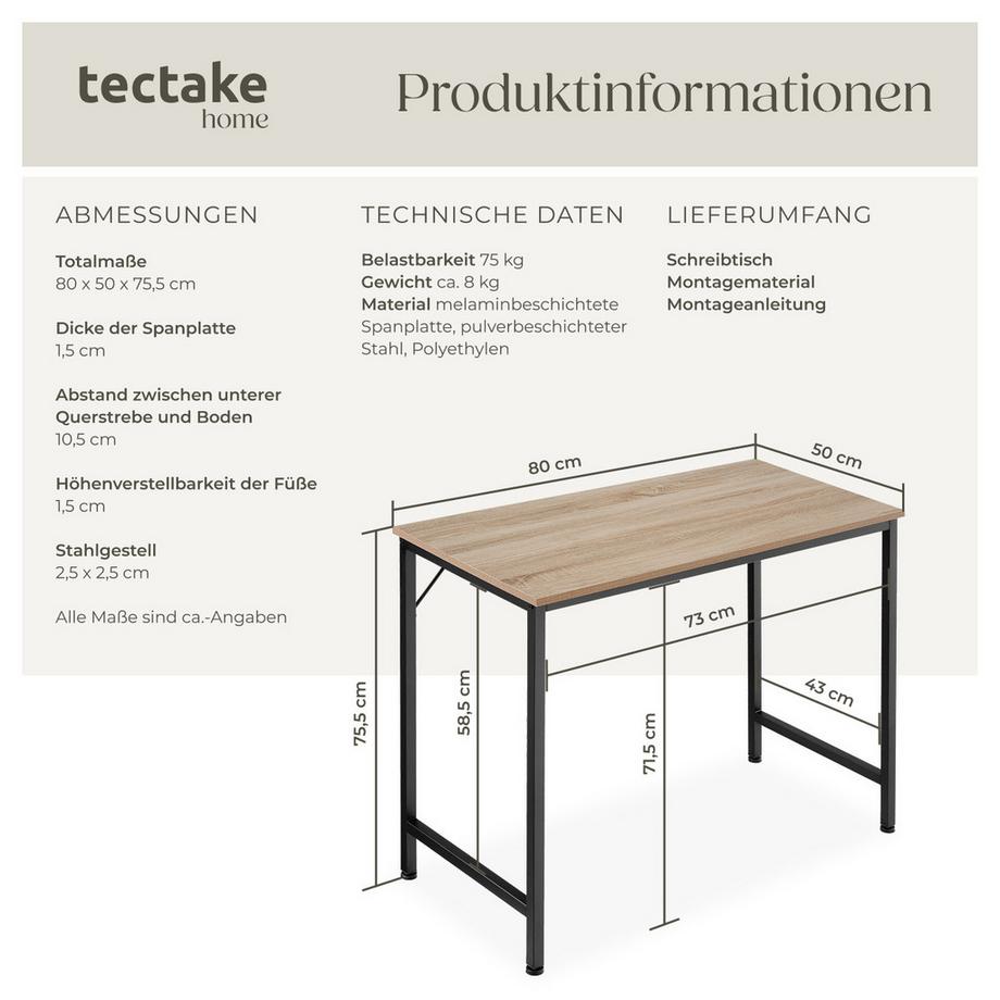 Tectake Schreibtisch Jenkins Industrial Style Holz und Stahl  