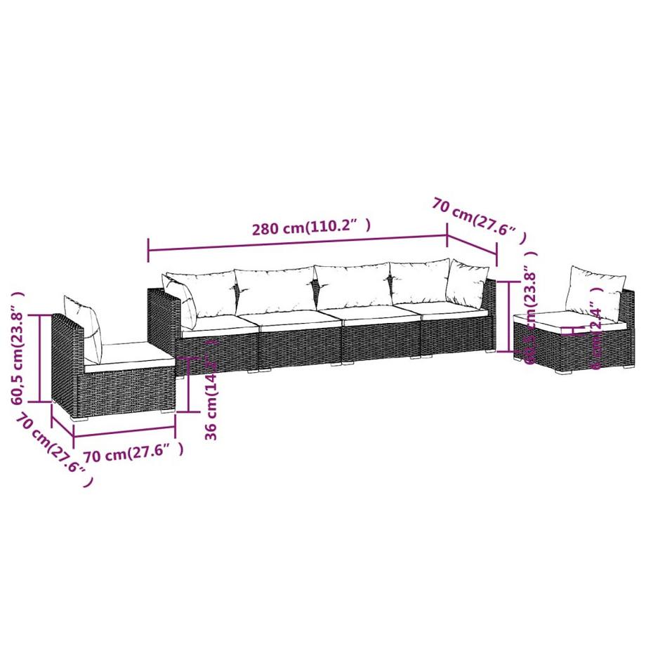 VidaXL Garten-lounge-set poly-rattan  