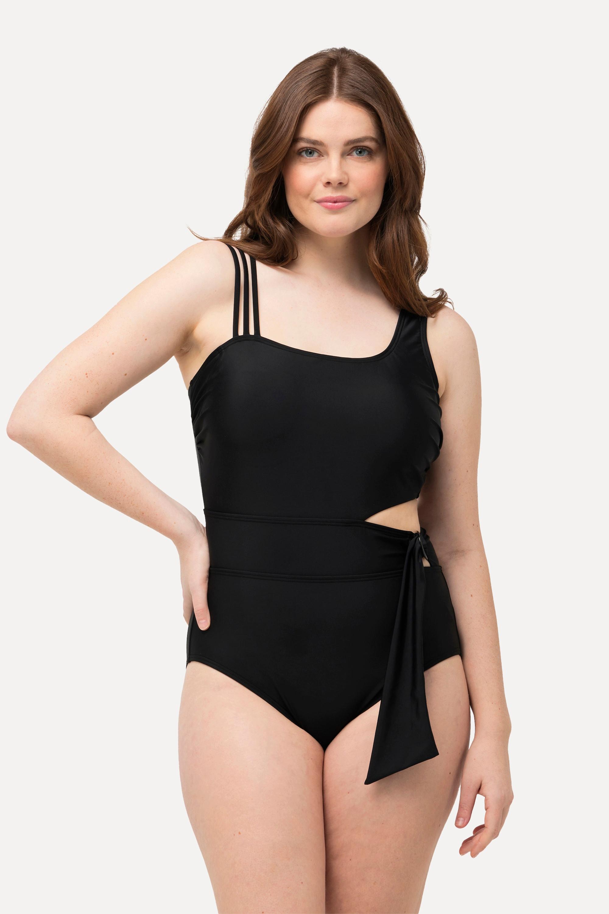 Ulla Popken  Maillot de bain color block, avec bonnets souples. Matière recyclée 