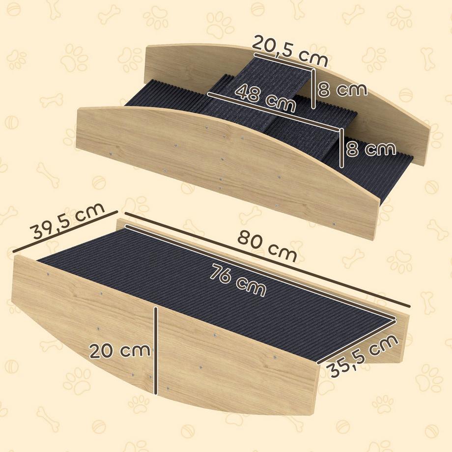 Northio  Chaise à bascule pour chien 2 en 1, chaise à bascule d'agilité pour chien en bois, rampe d'agilité pour chien de petite et moyenne taille de moins de 15 kg, pour l'équilibre et la confiance en soi, 80 x 39,5 x 20 cm, bois naturel 