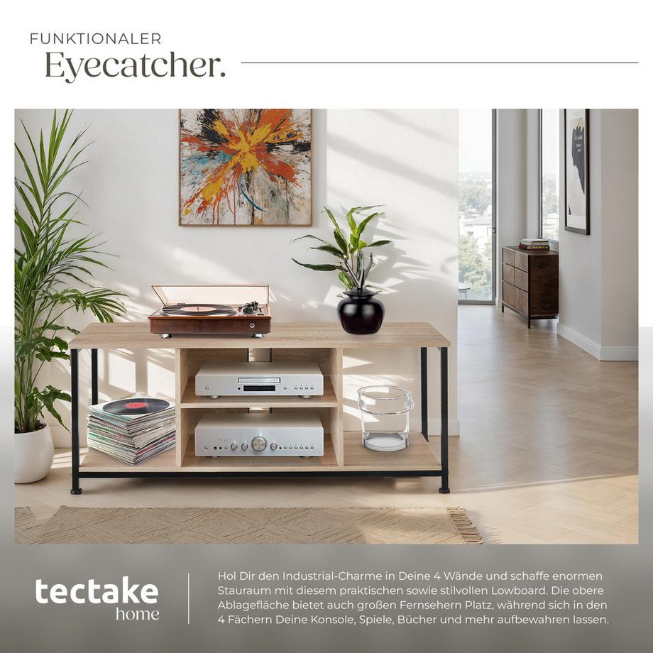 Tectake TV-Regal Denver Industrial Style Holz und Stahl  