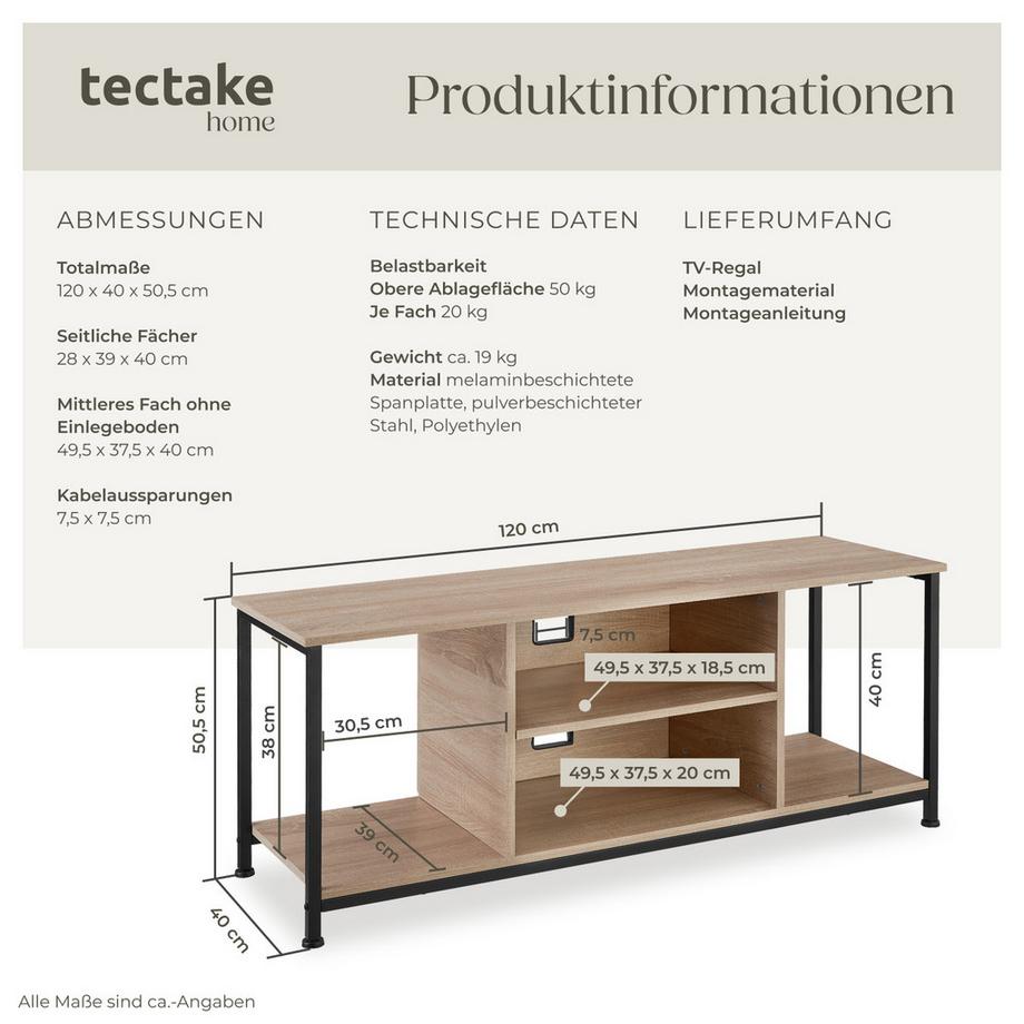 Tectake Mobile TV Denver  stile industriale  