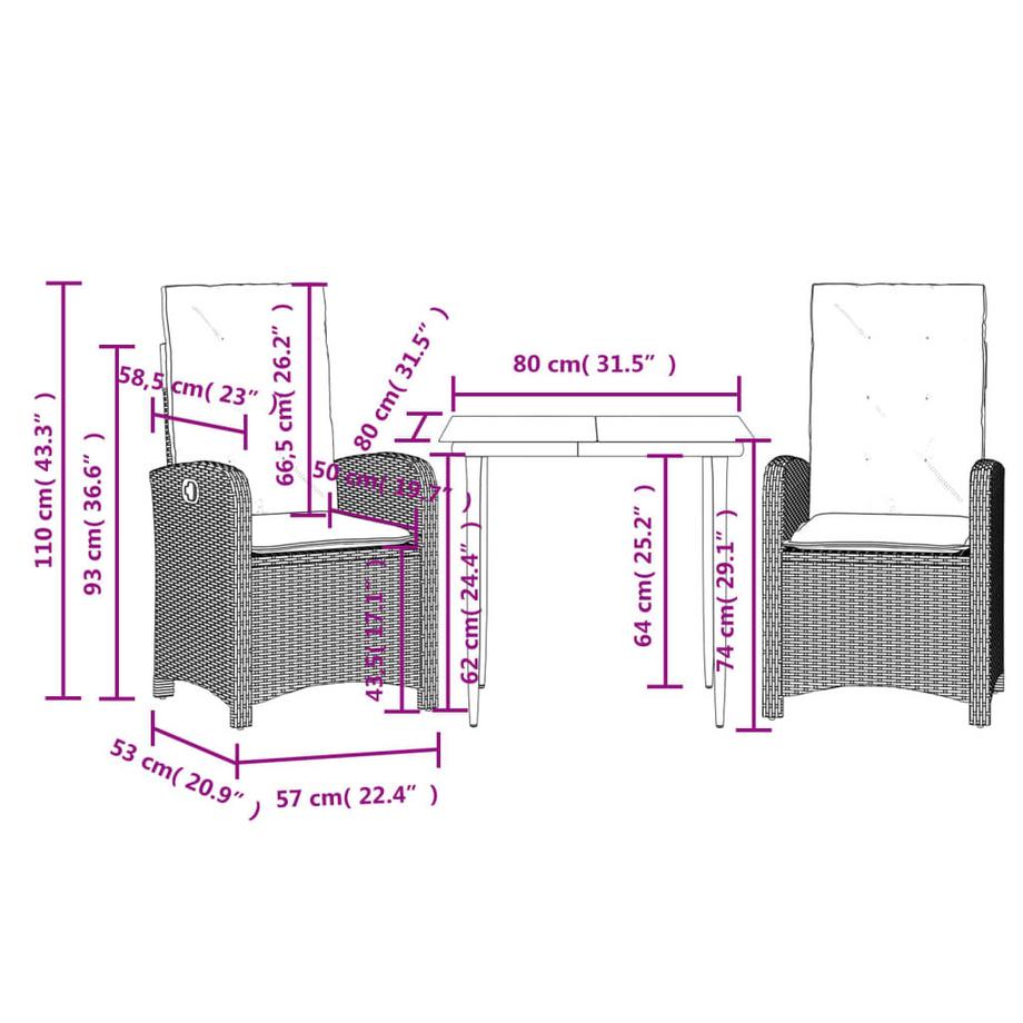 VidaXL set da pranzo da giardino Polirattan  