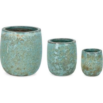 Vaso per piante Duyen verde alto (set da 3)