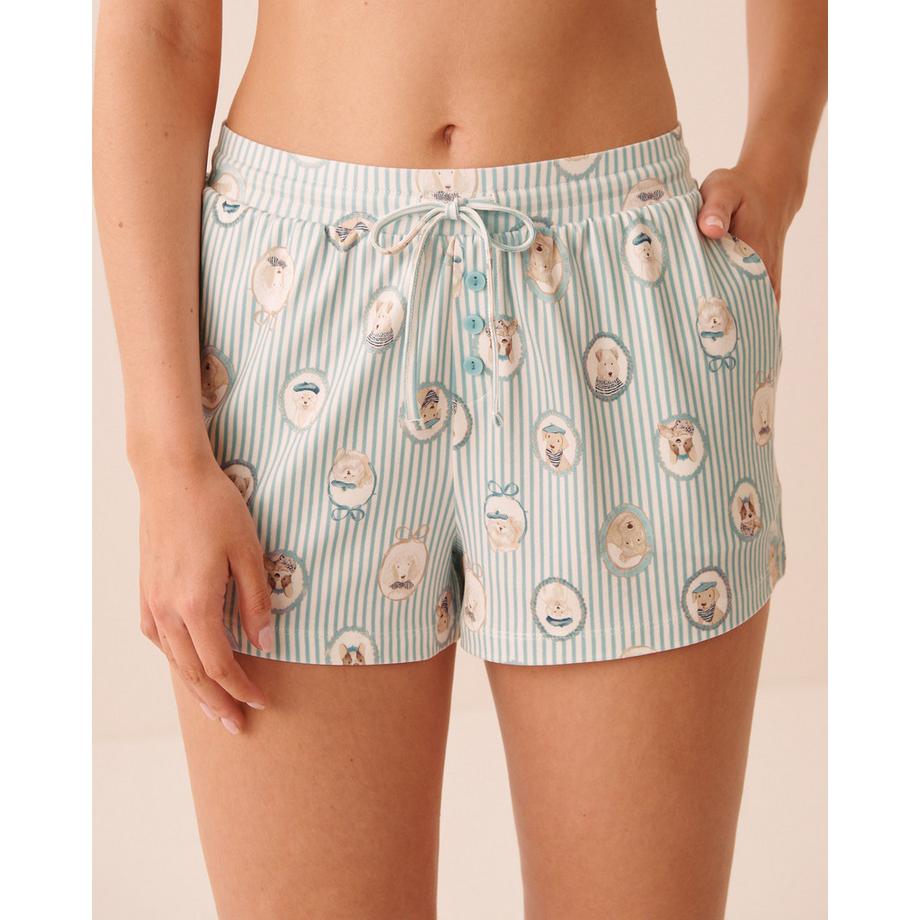 Short de pyjama ultra doux imprimé chiens parisiens