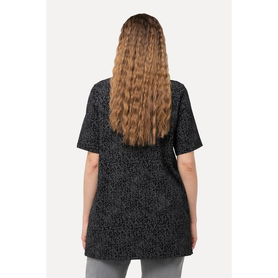 Ulla Popken T-Shirt Linea A Scollo V Maniche Corte Pois  