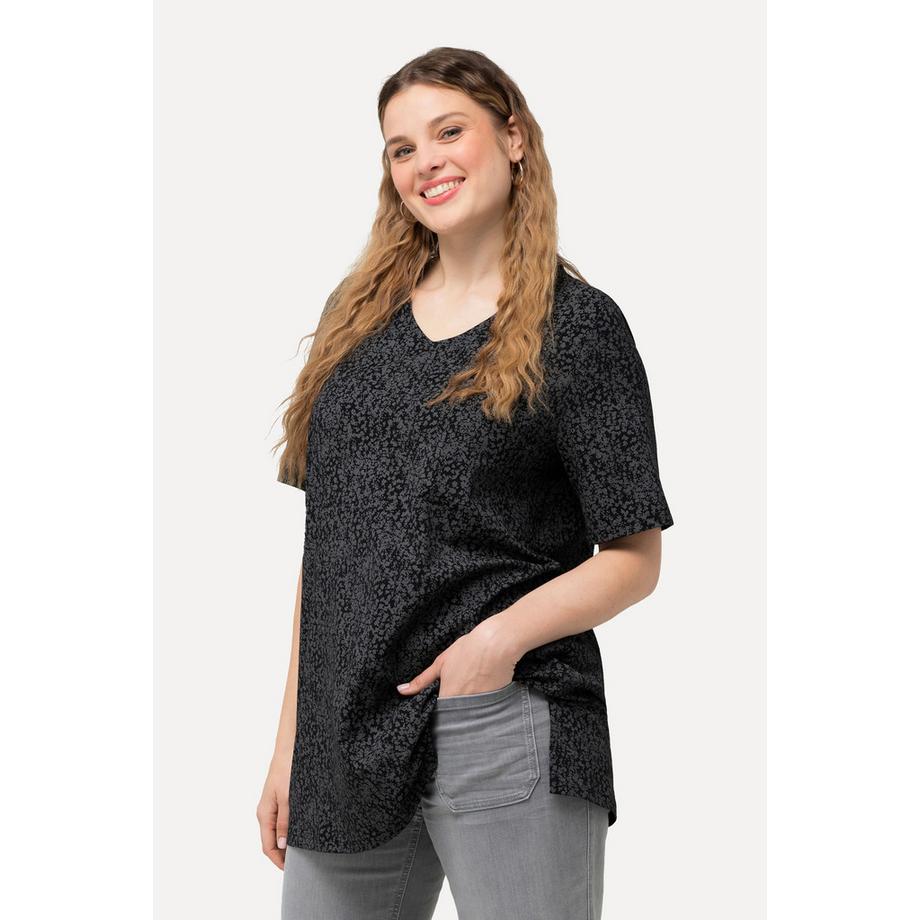 Ulla Popken T-Shirt Linea A Scollo V Maniche Corte Pois  