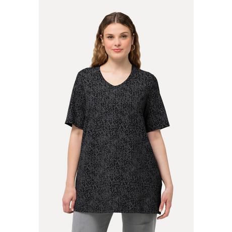 Ulla Popken  T-shirt dal taglio svasato con macchiette, scollo a V e mezze maniche 