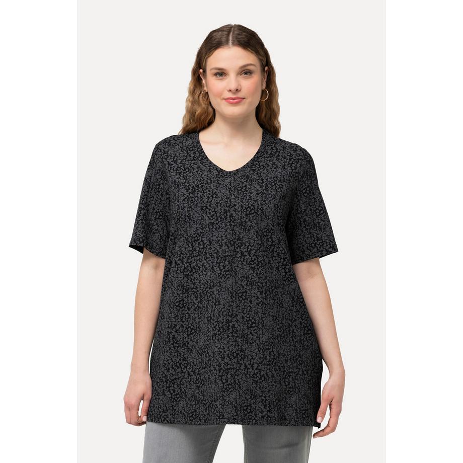 Ulla Popken T-Shirt Linea A Scollo V Maniche Corte Pois  