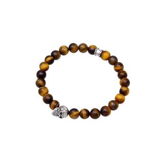 Kuzzoi  Armband  Totenkopf Tigerauge Beads 925 Silber 