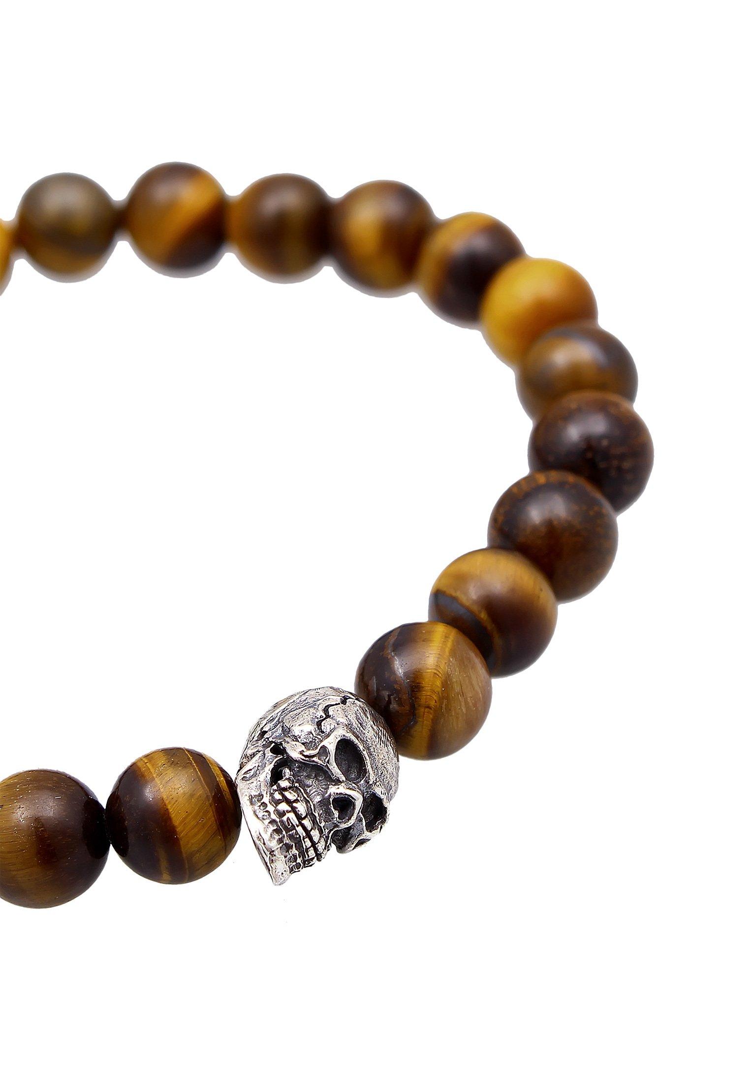 Kuzzoi  Armband  Totenkopf Tigerauge Beads 925 Silber 