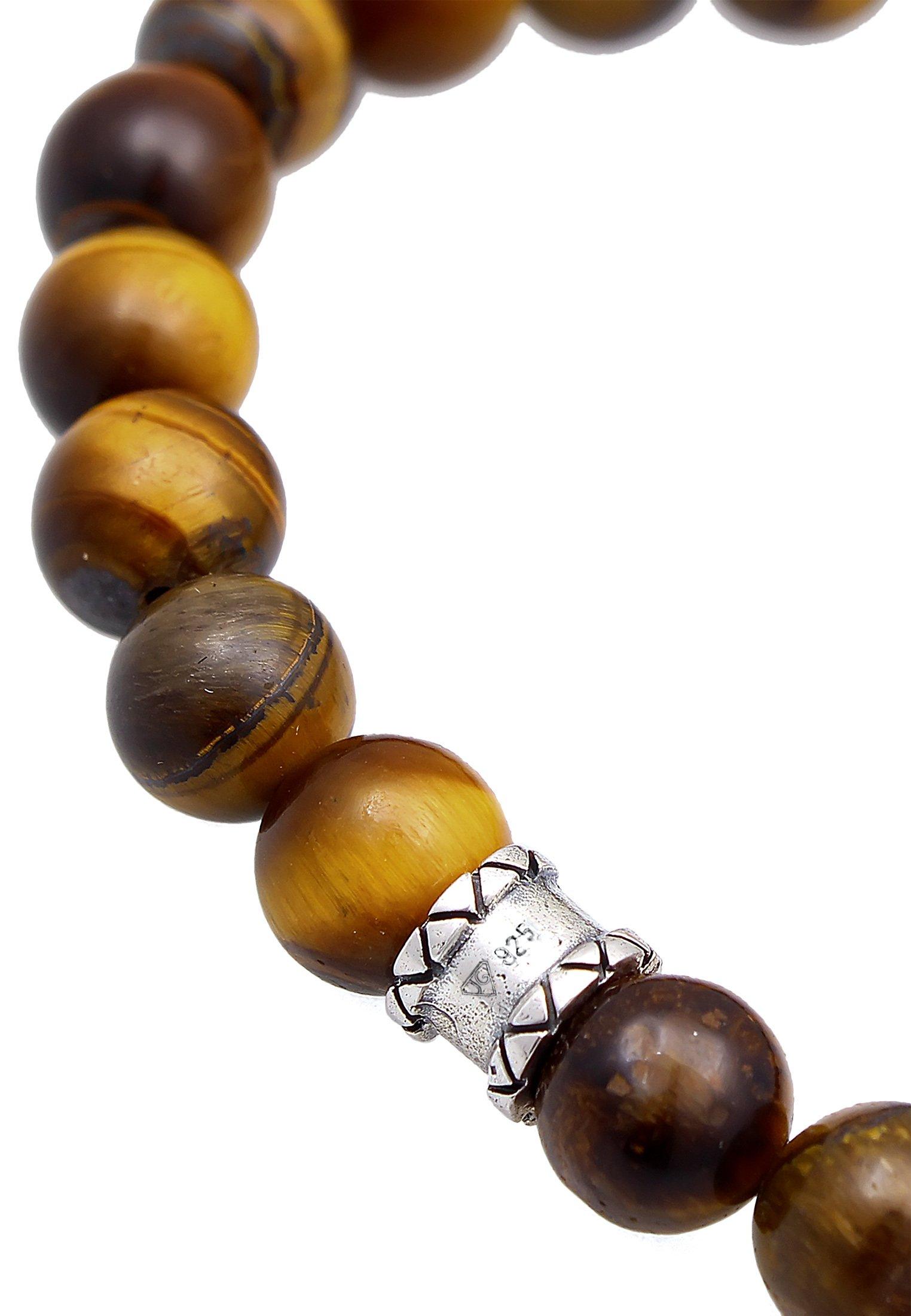 Kuzzoi  Bracelet Herren Totenkopf Tigerauge Beads 925 Silber 