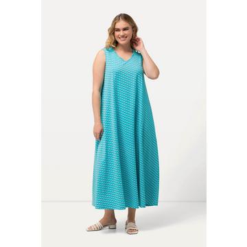 Robe maxi en jersey, sans manches. Silhouette en A évasée et décolleté en V.