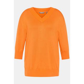 Ulla Popken  Pullover, Oversized, V-Ausschnitt, 3/4-Arm 